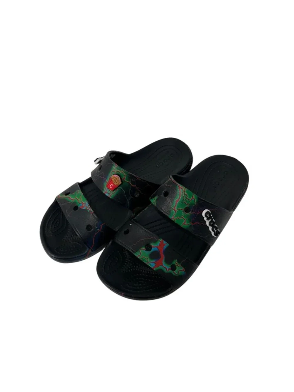 Crocs Mens SZ 7 Women SZ 9 Multicolor Double Strap Slide Sandals Unisex
